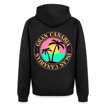 Gran Canaria Sommer Sonne Strand Meer Palmen - Unisex Premium Bio Zip Hoodie - Schwarz - Hinten - Nico (187cm)