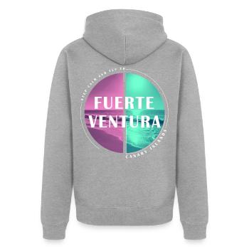 Fuerteventura Îles Canaries Îles Canaries Été - Veste à capuche bio Premium Unisexe - gris chiné - Dos - Nico (187cm)