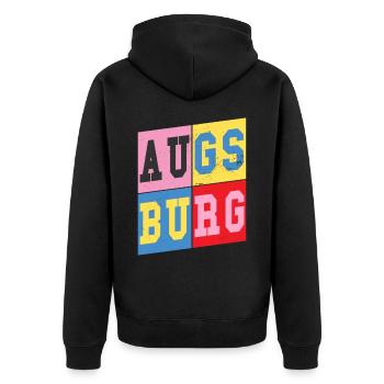 Augsburg Allemagne City Font Retro Home - Veste à capuche bio Premium Unisexe - noir - Dos - Nico (187cm)