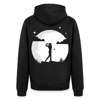 Golf Mond Golfer Golfer Golf - Unisex Premium Bio Zip Hoodie - Schwarz - Hinten - Nico (187cm)