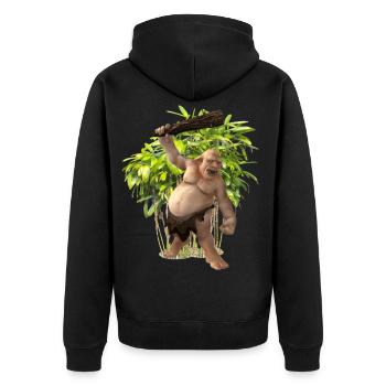 Troll - Unisex Premium Bio Zip Hoodie - Schwarz - Hinten - Nico (187cm)