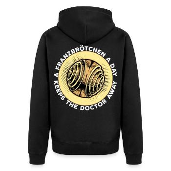 Franzbrötchen Hamburg Hamburch Gebäck Souvenir - Unisex Premium Bio Zip Hoodie - Schwarz - Hinten - Nico (187cm)