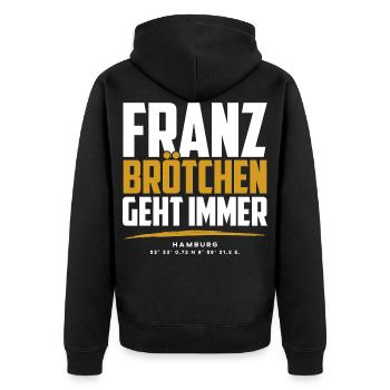 Franzbrötchen Hamburg Hamburch Gebäck Souvenir - Unisex Premium Bio Zip Hoodie - Schwarz - Hinten - Nico (187cm)