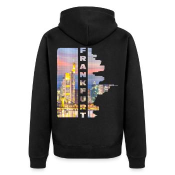 Frankfurt Deutschland Stadt Skyline Heimat Liebe - Unisex Premium Bio Zip Hoodie - Schwarz - Hinten - Nico (187cm)