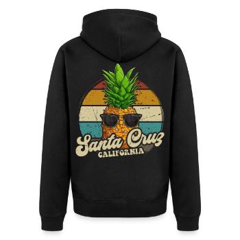 Santa Cruz California rétro vintage ananas des années 70 - Veste à capuche bio Premium Unisexe - noir - Dos - Nico (187cm)