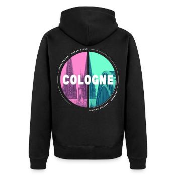 Cathédrale de Cologne Cologne Allemagne City Skyline - Veste à capuche bio Premium Unisexe - noir - Dos - Nico (187cm)