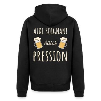 cadeau profession aide soignant homme humour biere - Veste à capuche bio Premium Unisexe - noir - Dos - Nico (187cm)