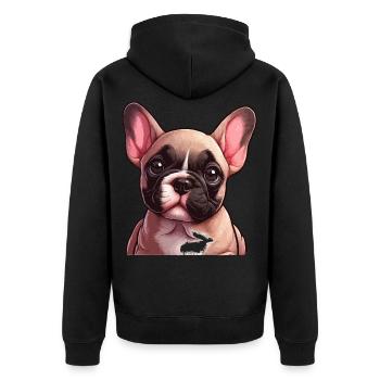 Bouledogue Français Chien Frenchie - Veste à capuche bio Premium Unisexe - noir - Dos - Nico (187cm)