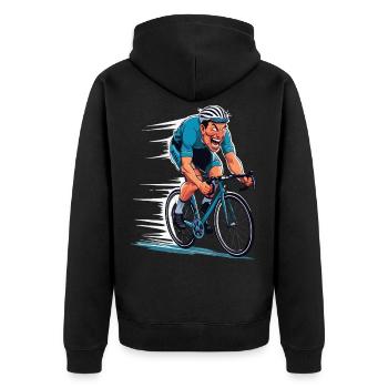 Rennradfahrer Rennrad Fahrrad Bike Radreisender - Unisex Premium Bio Zip Hoodie - Schwarz - Hinten - Nico (187cm)