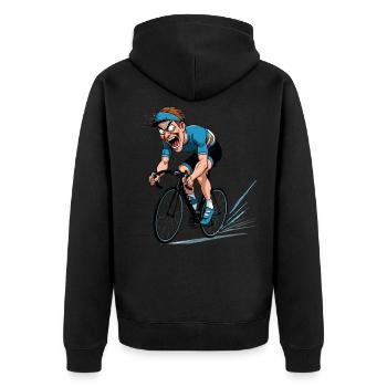 Rennradfahrer Rennrad Fahrrad Bike Radreisender - Unisex Premium Bio Zip Hoodie - Schwarz - Hinten - Nico (187cm)