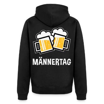Männertag (Bier Prosit Bayrische Bierkrüge / 3C) - Unisex Premium Bio Zip Hoodie - Schwarz - Hinten - Nico (187cm)