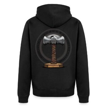 Viking Hammer Warrior Valhalla Runic Circle Thor - Unisex Premium Organic Zip Hoodie - black - Back - Nico (187cm)