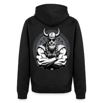 Norse Mythology Viking Warrior Valhalla - Unisex Premium Organic Zip Hoodie - black - Back - Nico (187cm)
