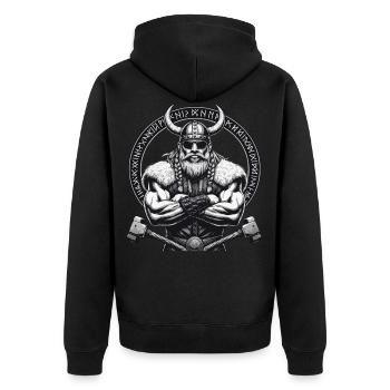 Nordische Mythologie Wikinger Krieger Valhalla - Unisex Premium Bio Zip Hoodie - Schwarz - Hinten - Nico (187cm)