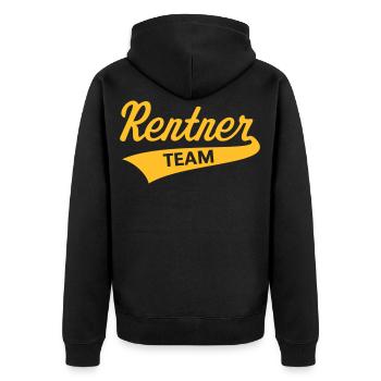 Rentner Team (Senioren Team / Gold) - Unisex Premium Bio Zip Hoodie - Schwarz - Hinten - Nico (187cm)