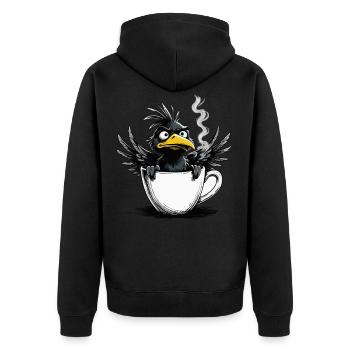 L’oiseau ne veut pas de café avant que vous ne demandiez non - Veste à capuche bio Premium Unisexe - noir - Dos - Nico (187cm)