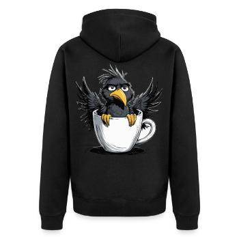 Bird don't want coffee before you ask no - Unisex Premium Organic Zip Hoodie - black - Back - Nico (187cm)