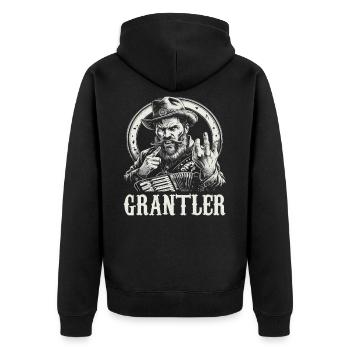 Grantler Grantig Bairischen Dialekten Bayern - Unisex Premium Bio Zip Hoodie - Schwarz - Hinten - Nico (187cm)