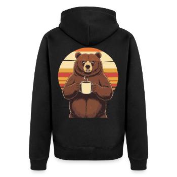 Grim Bear Coffee Mug Bears Coffee Tired - Unisex Premium Organic Zip Hoodie - black - Back - Nico (187cm)