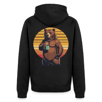 Grim Bear Coffee Mug Bears Coffee Tired - Unisex Premium Organic Zip Hoodie - black - Back - Nico (187cm)