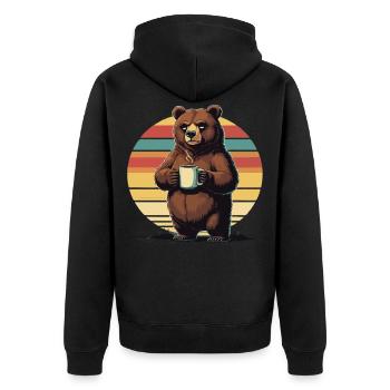 Grim Bear Coffee Mug Bears Coffee Tired - Unisex Premium Organic Zip Hoodie - black - Back - Nico (187cm)