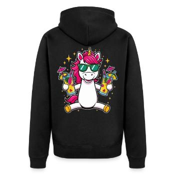 Unicorn Cocktail Booze Party Celebrations Vacation Bachelor Party - Unisex Premium Organic Zip Hoodie - black - Back - Nico (187cm)