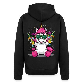 Licorne Cocktail Alcool Fête Célébrations Vacances Enterrement de vie de garçon - Veste à capuche bio Premium Unisexe - noir - Dos - Nico (187cm)