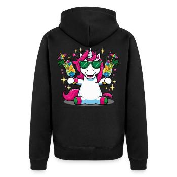 Unicorn Cocktail Booze Party Celebrations Vacation Bachelor Party - Unisex Premium Organic Zip Hoodie - black - Back - Nico (187cm)