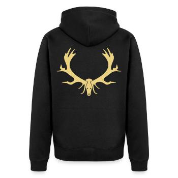 Geweih - Unisex Premium Bio Zip Hoodie - Schwarz - Hinten - Nico (187cm)