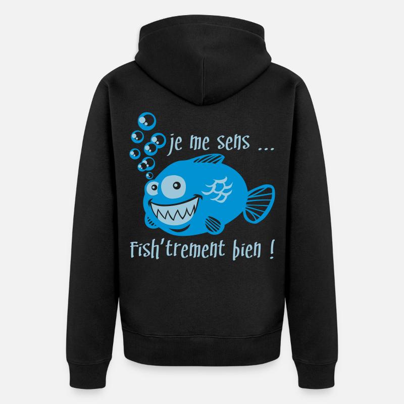 Comme un poisson dans l'eau - Veste à capuche bio Premium Unisexe - noir