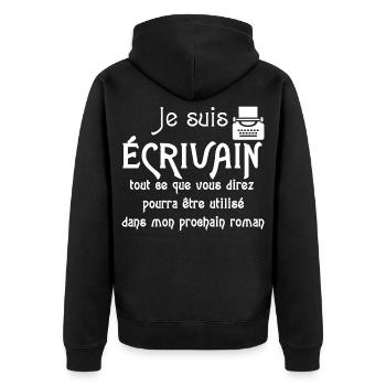Je suis écrivain - Veste à capuche bio Premium Unisexe - noir - Dos - Nico (187cm)