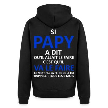 Papy va le faire - Veste à capuche bio Premium Unisexe - noir - Dos - Nico (187cm)
