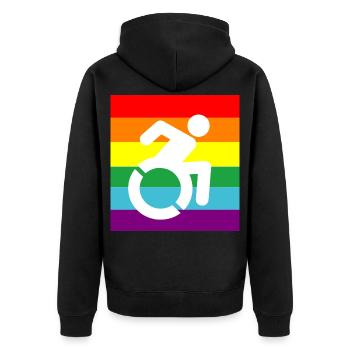 Behinderte, Schwule, Rollstuhl, Pride, LGBTQ # - Unisex Premium Bio Zip Hoodie - Schwarz - Hinten - Nico (187cm)