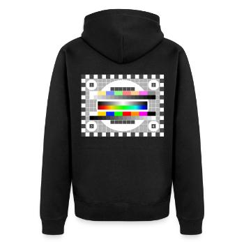 Test Image Couleurs Motif TV Rétro élégant dégradé 80 - Veste à capuche bio Premium Unisexe - noir - Dos - Nico (187cm)