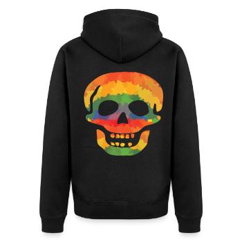 Farbiger Totenschädel - Unisex Premium Bio Zip Hoodie - Schwarz - Hinten - Nico (187cm)