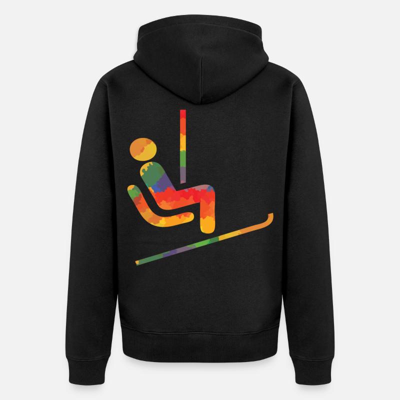 Farbiger Ski Läufer - Unisex Premium Bio Zip Hoodie - Schwarz