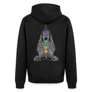 Yoga Chakra Energie lotusblüte buddha tattoo Girl - Unisex Premium Bio Zip Hoodie - Schwarz - Hinten - Nico (187cm)