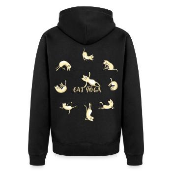 Katze yoga katze niedlich namaste meditation lotus - Unisex Premium Bio Zip Hoodie - Schwarz - Hinten - Nico (187cm)