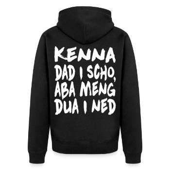 Kenna dad i scho... - Unisex Premium Bio Zip Hoodie - Schwarz - Hinten - Nico (187cm)