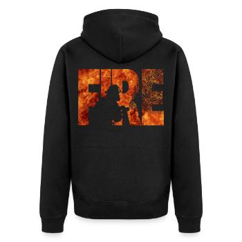 Firefighter - Unisex Premium Organic Zip Hoodie - black - Back - Nico (187cm)