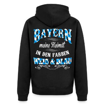 Bayern - Meine Heimat - Unisex Premium Bio Zip Hoodie - Schwarz - Hinten - Nico (187cm)