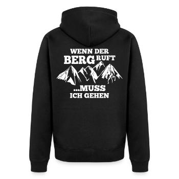 Wenn der Berg ruft... - Unisex Premium Bio Zip Hoodie - Schwarz - Hinten - Nico (187cm)