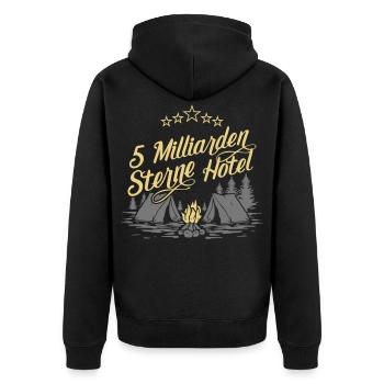 5 Milliarden Sterne Hotel - Unisex Premium Bio Zip Hoodie - Schwarz - Hinten - Nico (187cm)