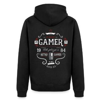 jeu rétro geek ballot, il joue en 1984 console 8bit lol - Veste à capuche bio Premium Unisexe - noir - Dos - Nico (187cm)