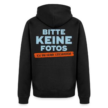 Festival / Urlaub Fotos Krank schreiben - Unisex Premium Bio Zip Hoodie - Schwarz - Hinten - Nico (187cm)