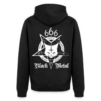 Black Metal Cat - CATAN - Unisex Premium Organic Zip Hoodie - black - Back - Nico (187cm)