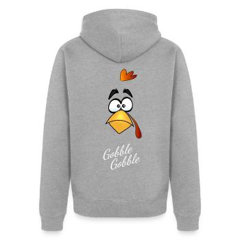 Huhn vogel comic truthahn humor kopf lustig lol fu - Unisex Premium Bio Zip Hoodie - Grau meliert - Hinten - Nico (187cm)