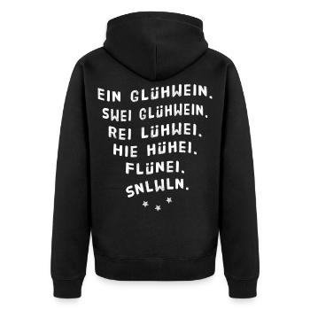 Ein Glühwein swei Glühwein Trinkspruch Weihnachten - Unisex Premium Bio Zip Hoodie - Schwarz - Hinten - Nico (187cm)