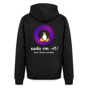 Ordinateur Sys admin Penguin Nerd pc sudo rm -rf cod - Veste à capuche bio Premium Unisexe - noir - Dos - Nico (187cm)