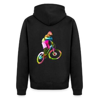 Colorful downhiller - Unisex Premium Organic Zip Hoodie - black - Back - Nico (187cm)